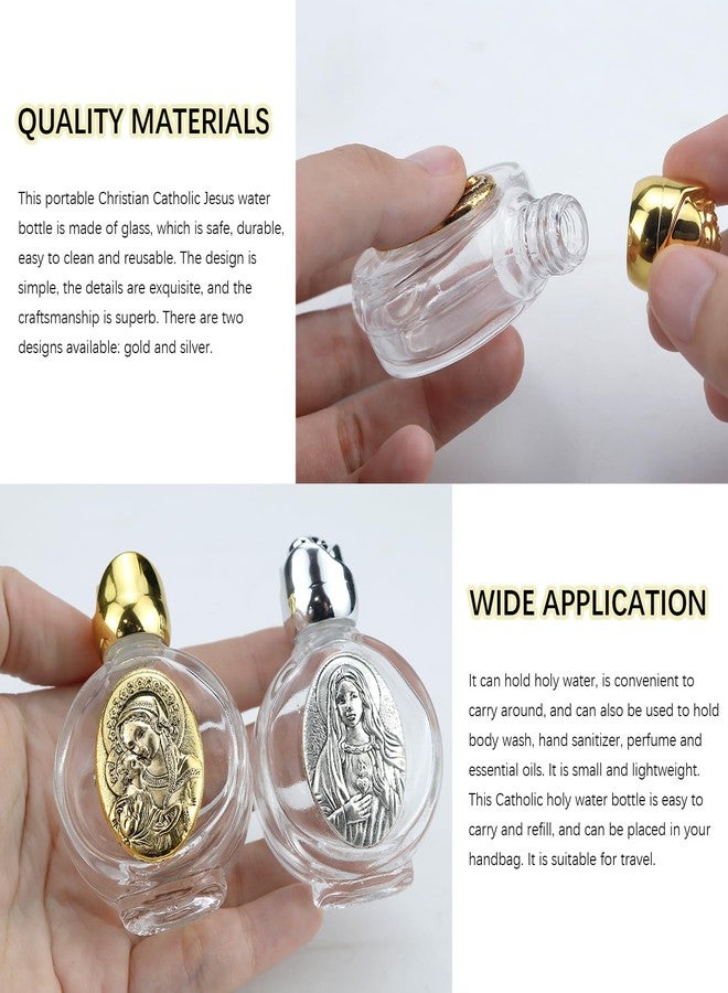 LCJAOF 2pcs Holy Water Bottle Decorative Bottles Holy Water Container Religious Containers for Holy Water or Oil for Catholic Christian Parties Church (Gold Silver 2) - Image 3